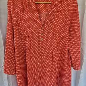 Chaus Orange Boxy Blouse with Mandarin Collar